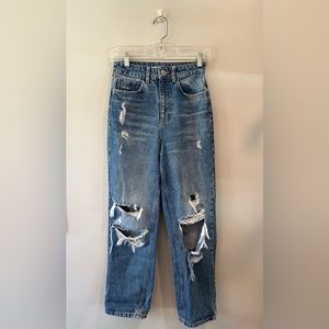 Zara high‎ waisted distressed jeans